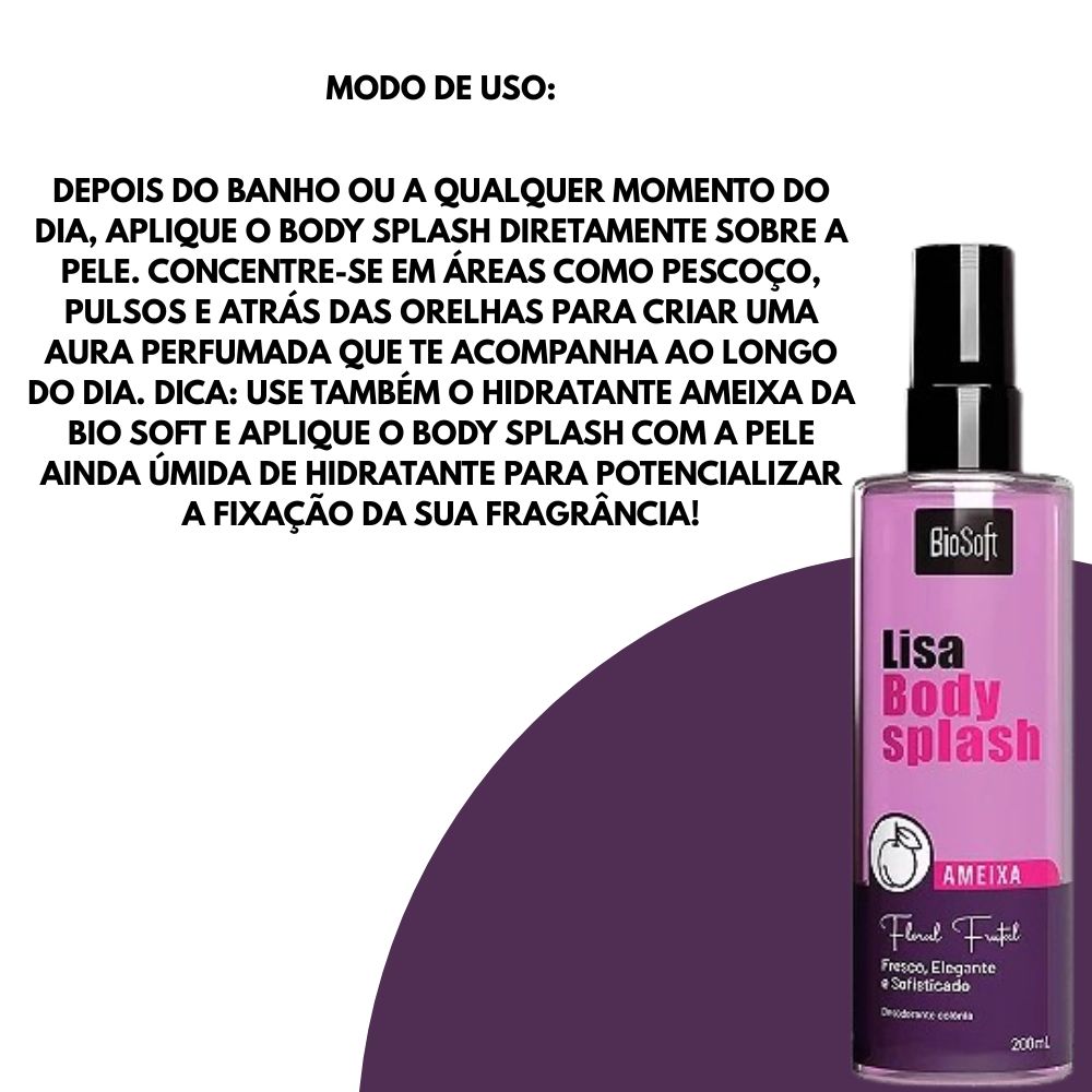 Body Splash de Ameixa 200ml - Fragrância Floral Frutal Fresca e Sofisticada