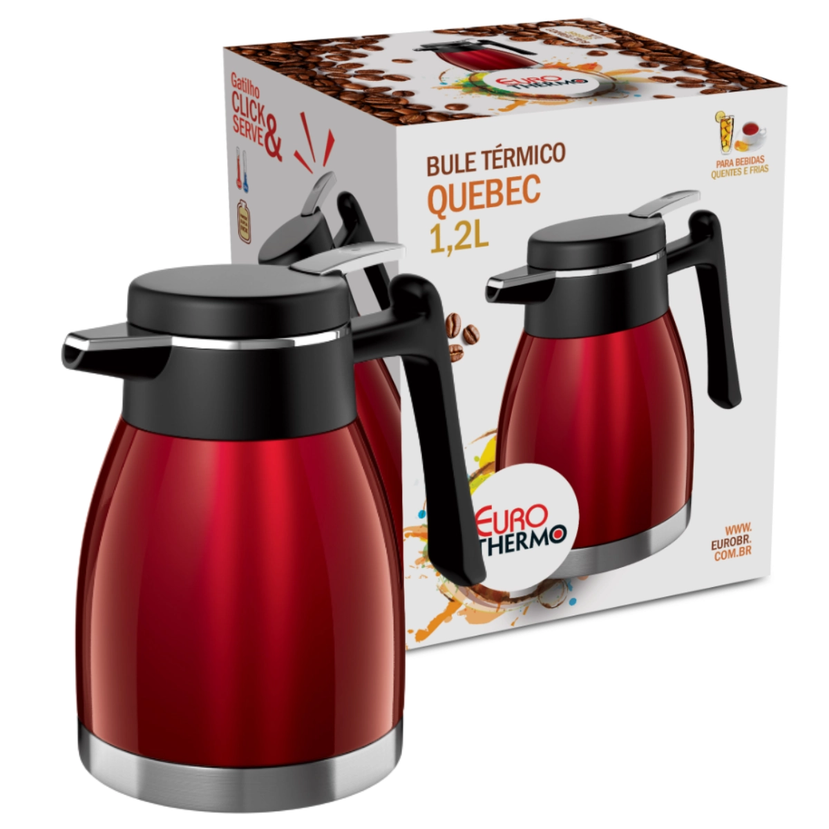 Bule Termico Quebec 1,2l Vermelho