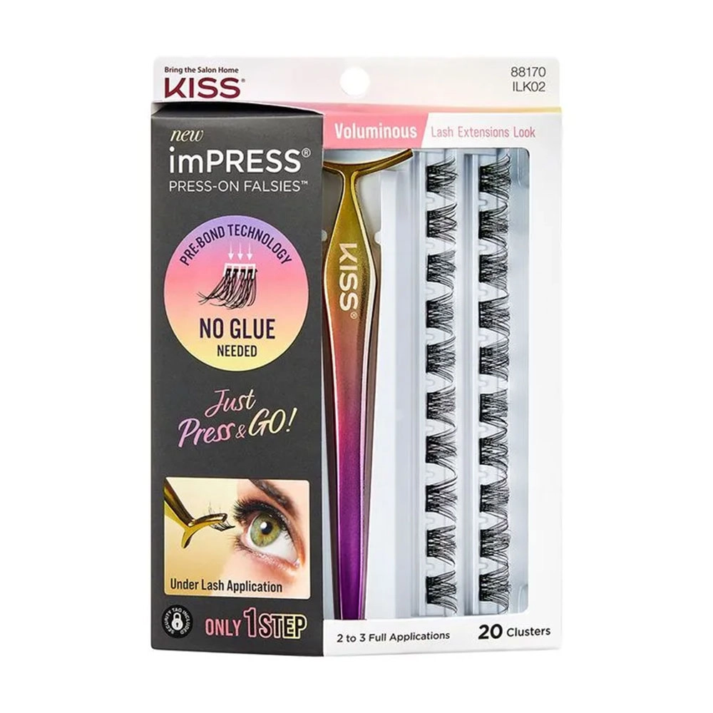 CÍLIOS POSTIÇOS IMPRESS PRESS-ON FALSIES VOLUMINOUS KISS NEW YORK ILK02B 