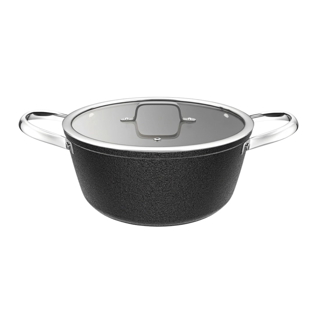 CAÇAROLA ANTIADERENTE ROBUST 24CM TAMPA DE VIDRO 4L COLOR STONE PRETA 
