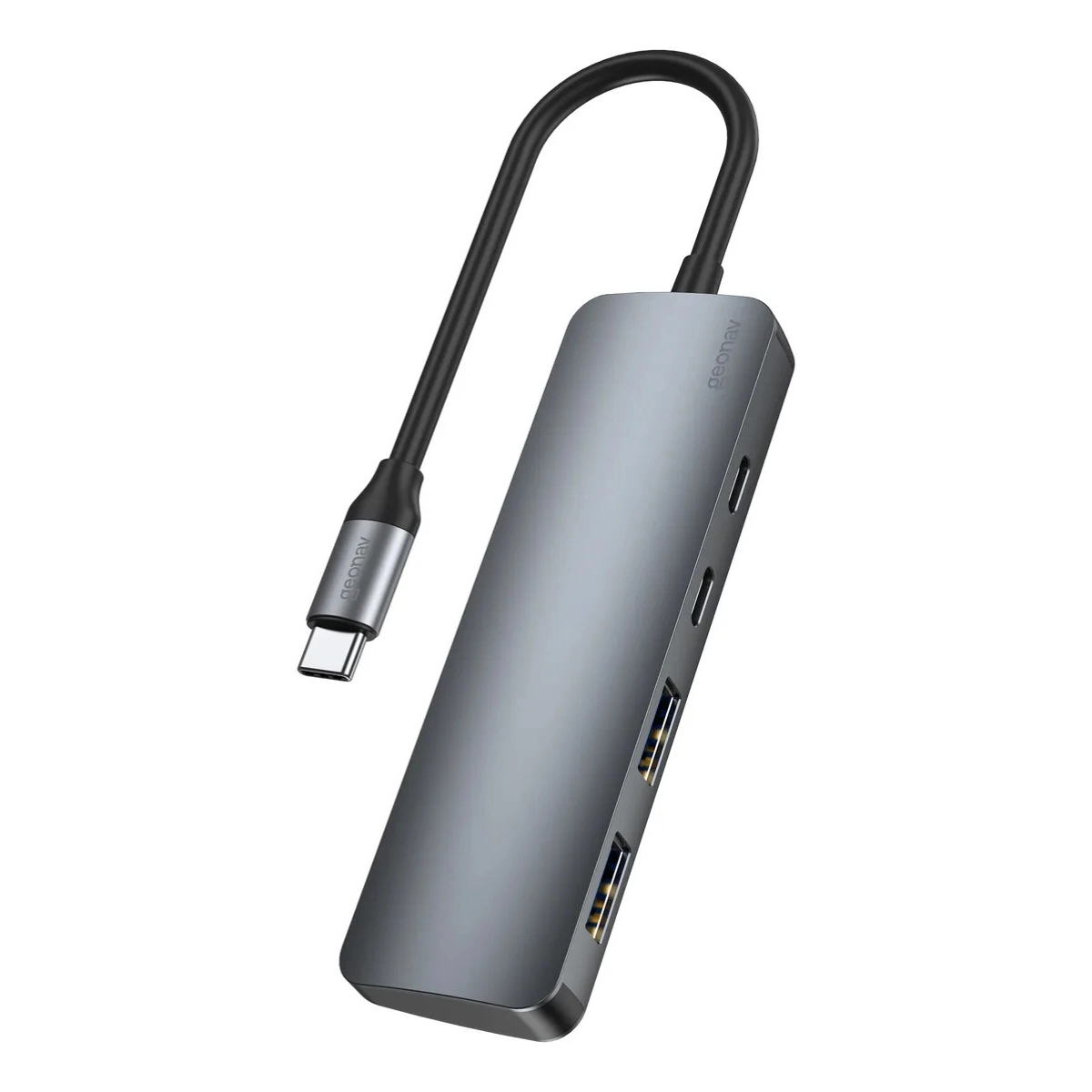 CABO ADAPTADOR HUB 4X1 USB-C 3.2 MULTIPORTAS UCA12 GEONAV CINZA