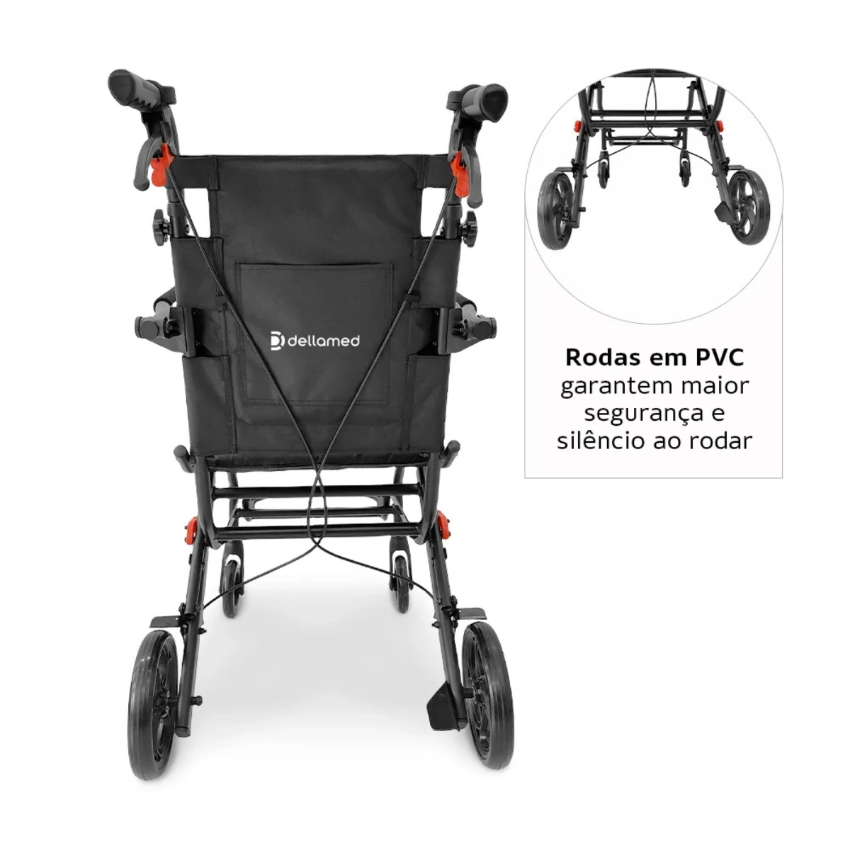 CADEIRA DE RODAS ACOLCHOADA DELLAMED D90 DOBRAVEL ATE 100KG