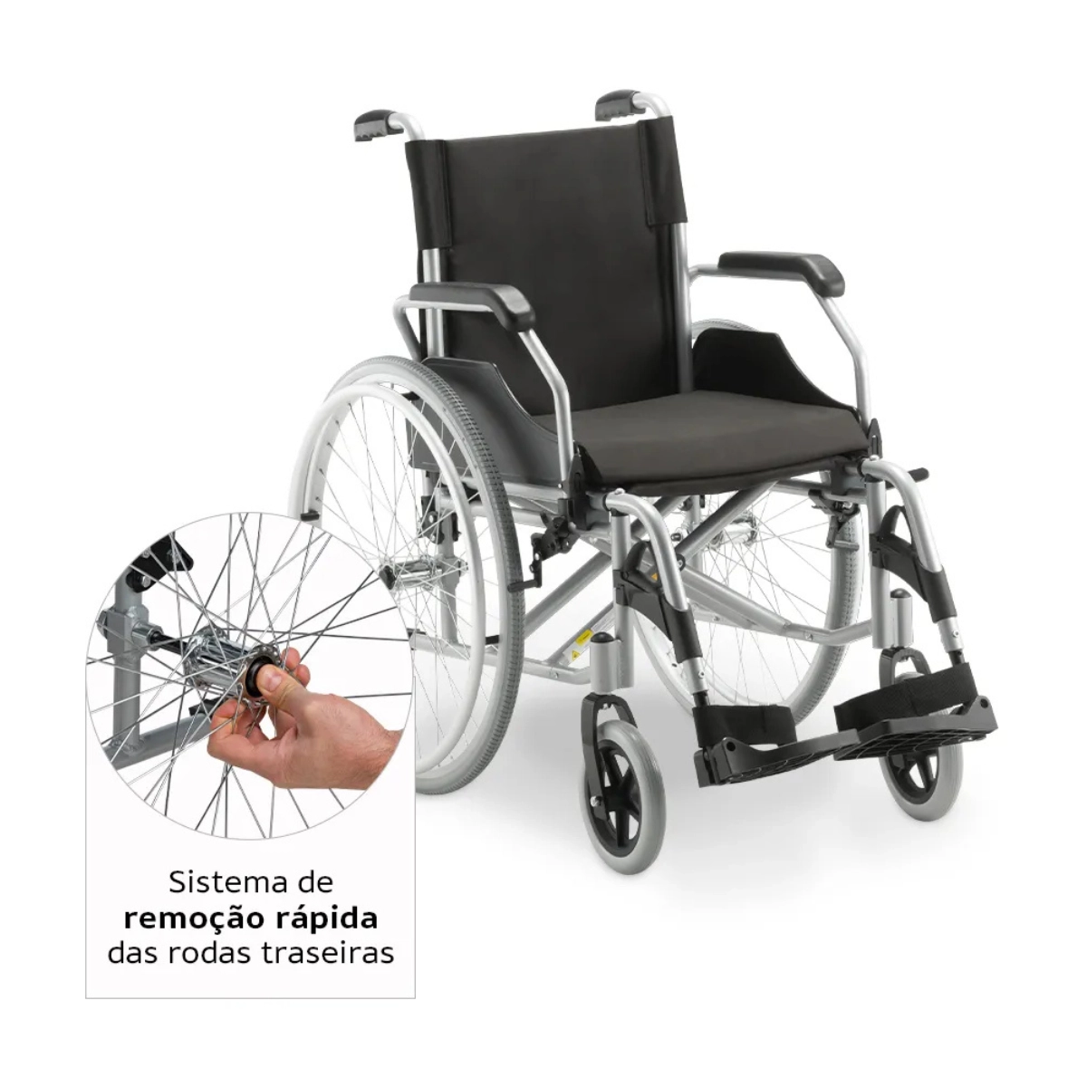 CADEIRA DE RODAS DOBRÁVEL EM ALUMÍNIO 120KG D600 DELLAMED