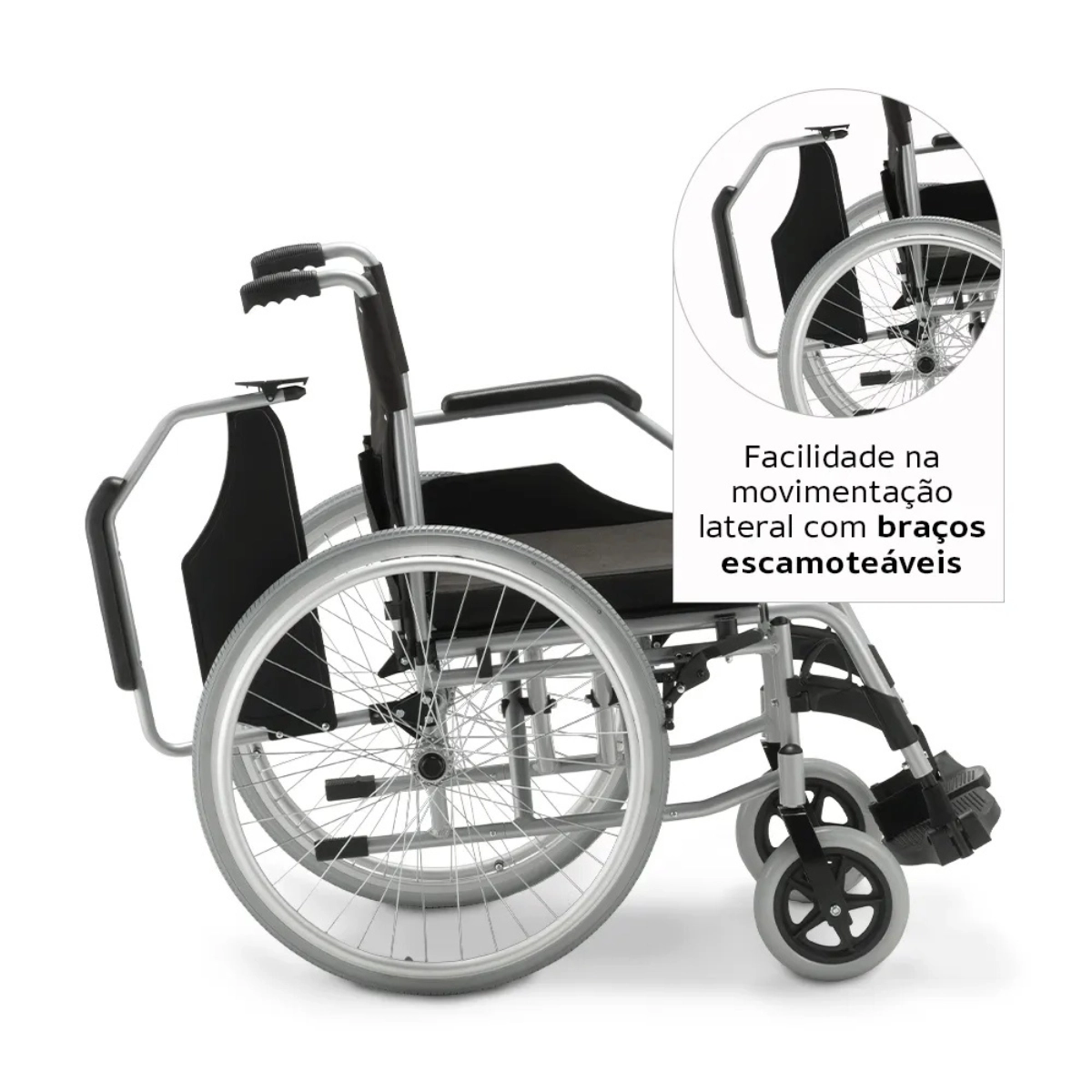 CADEIRA DE RODAS DOBRÁVEL EM ALUMÍNIO 120KG D600 DELLAMED