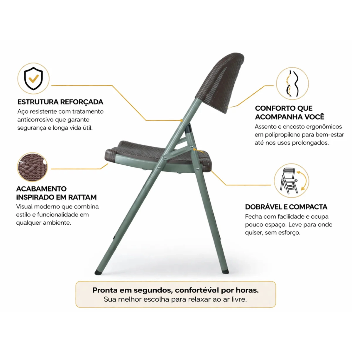 CADEIRA DOBRAVEL E PORTATIL ROBUST RATTAM NAUTIKA ATE 100KG EM AÇO CADEIRA DOBRAVEL E PORTATIL ROBUST RATTAM NAUTIKA ATE 100KG EM AÇO