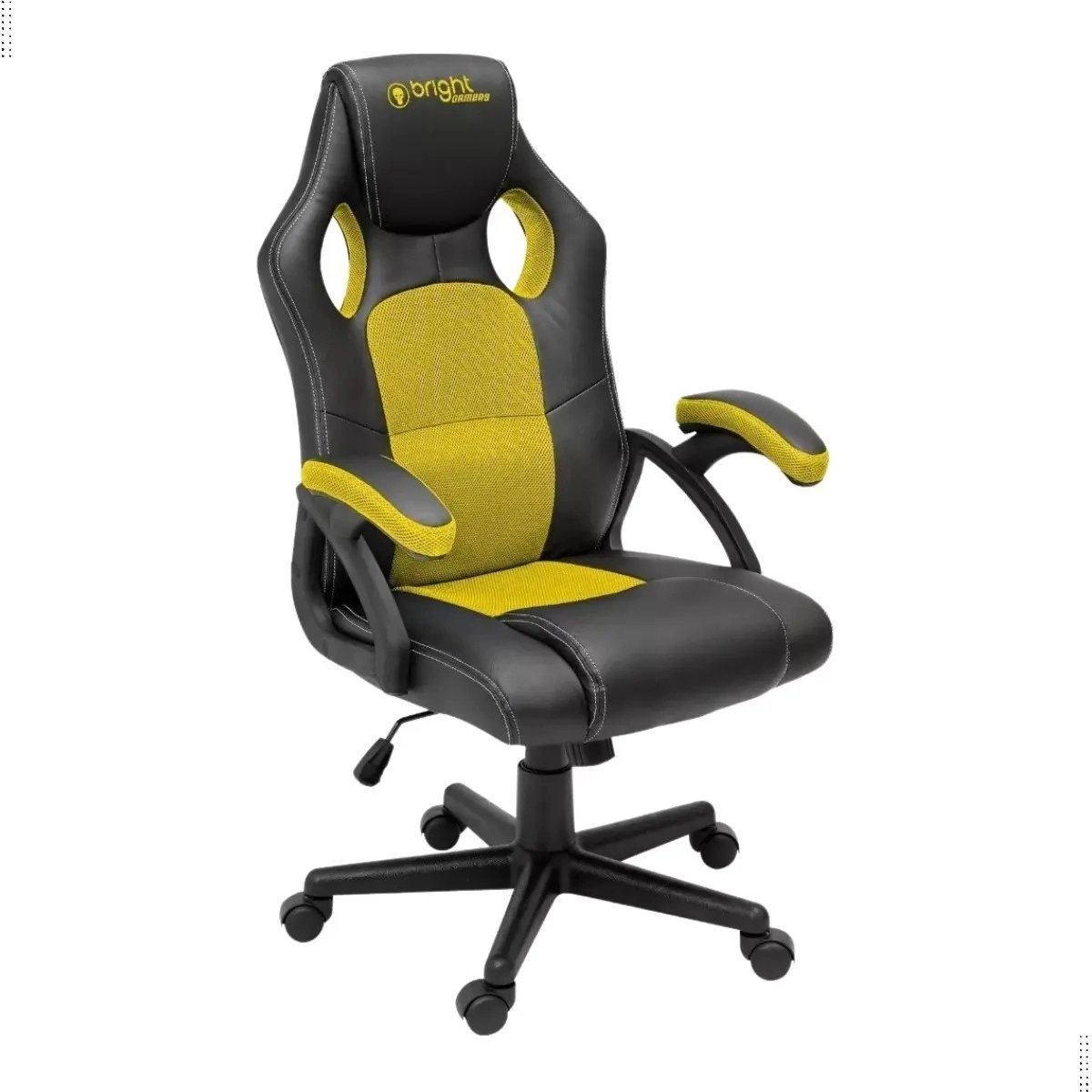 
CADEIRA GAMER BRIGHT AMARELA CG-03 ERGONÔMICA RECLINÁVEL AJUSTÁVEL CONFORTO PROFISSIONAL