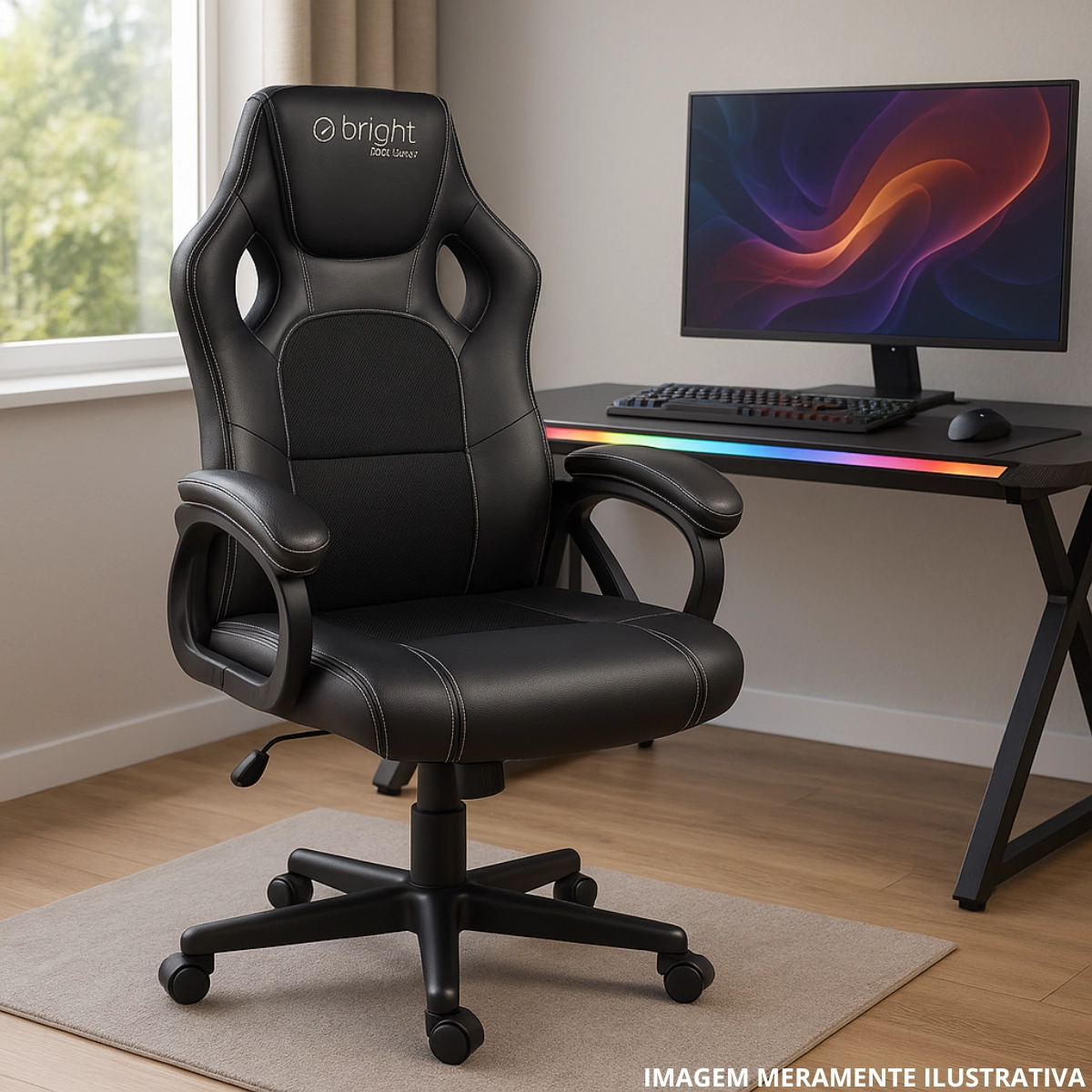 Cadeira Gamer Bright Preta Conforto e Performance para Seu Setup