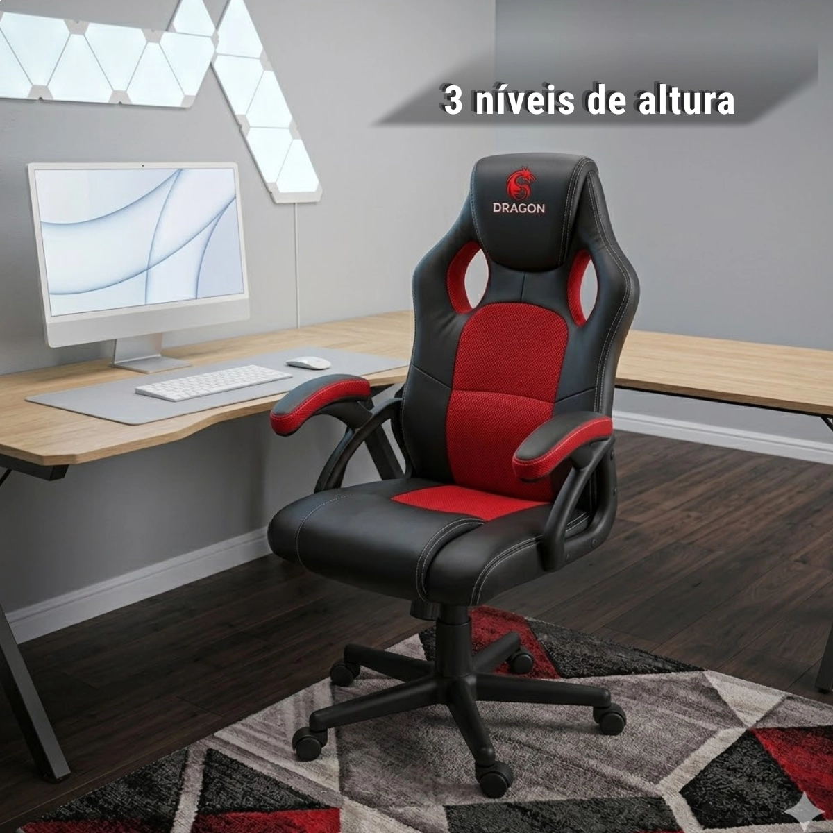 CADEIRA GAMER BRIGHT VERMELHA CG-02 ERGONÔMICA RECLINÁVEL AJUSTÁVEL CONFORTO PROFISSIONAL
