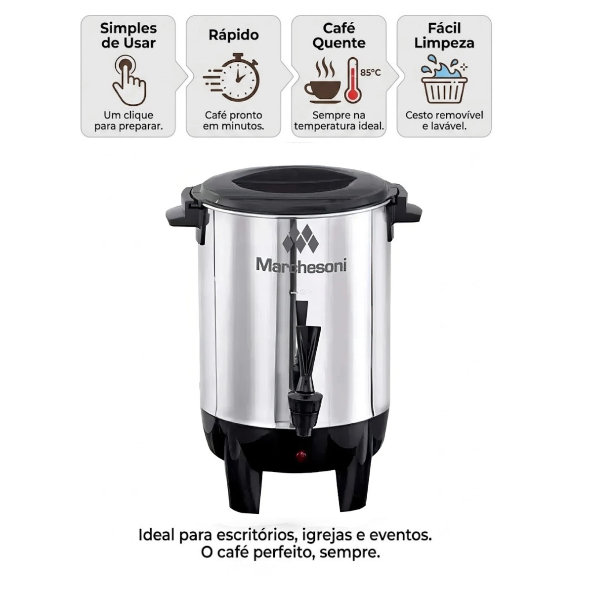 CAFETEIRA AUTOMATICA MARCHESONI 2 LITROS COR INOX 220V CAFETEIRA AUTOMATICA MARCHESONI 2 LITROS COR INOX 220V