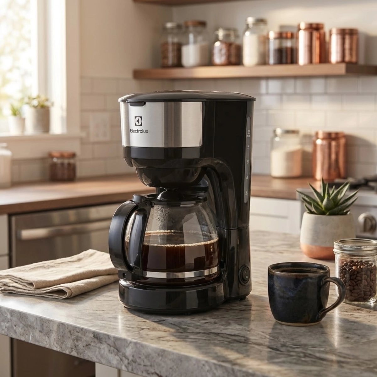 CAFETEIRA ELÉTRICA ELECTROLUX 30 XÍCARAS EFFICIENT 127V COR INOX PRETA