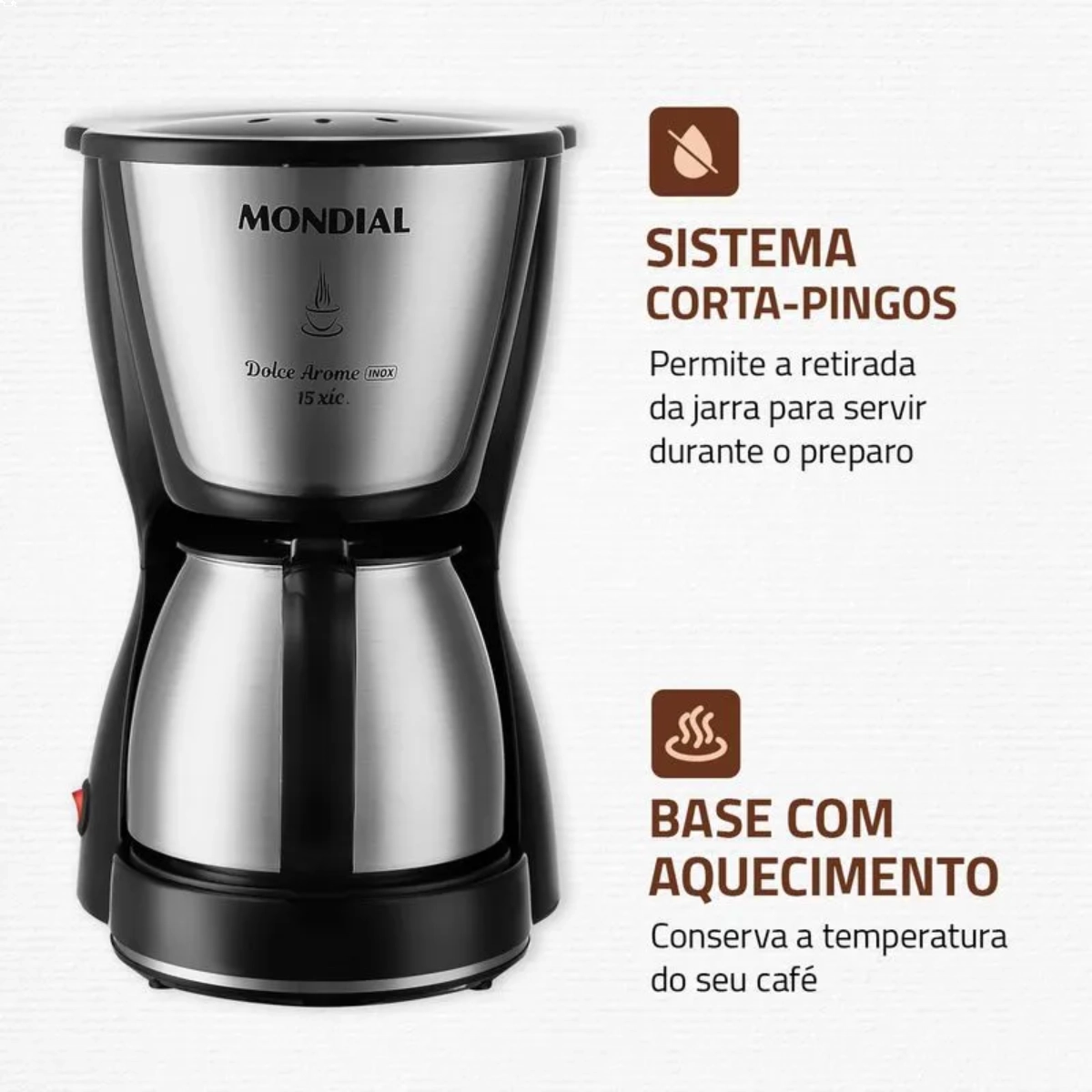 CAFETEIRA ELETRICA 15 XICARAS DOLCE AROME MONDIAL 550W 127V