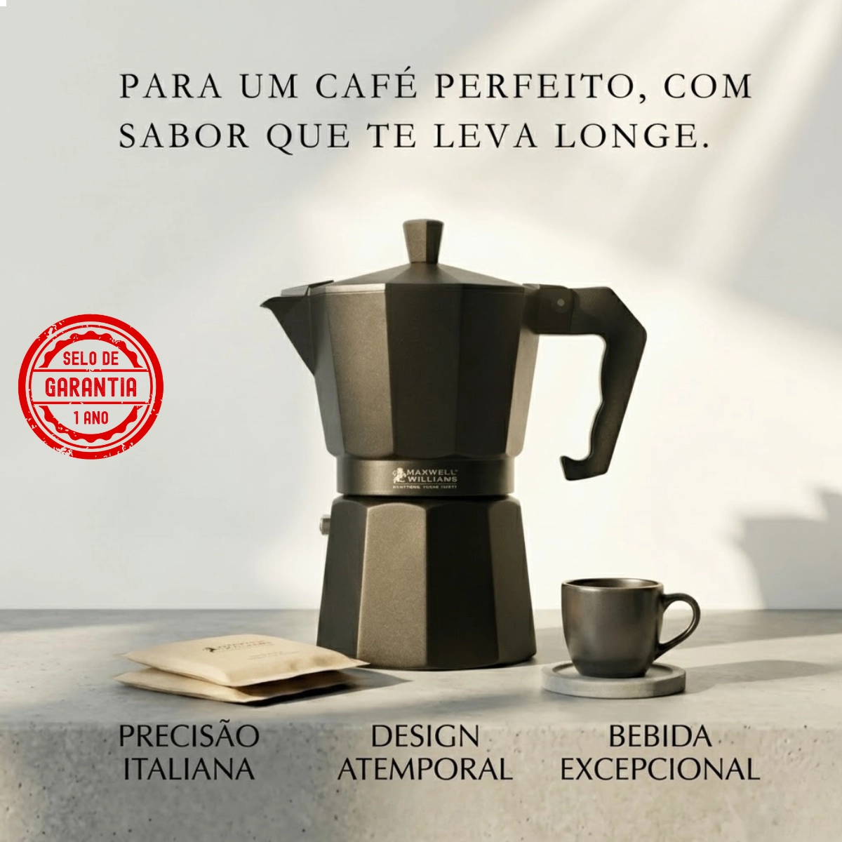 Cafeteira Italiana Aluminio Preta com 6 Xicaras Mw Cafeteira Italiana Aluminio Preta com 6 Xicaras Mw