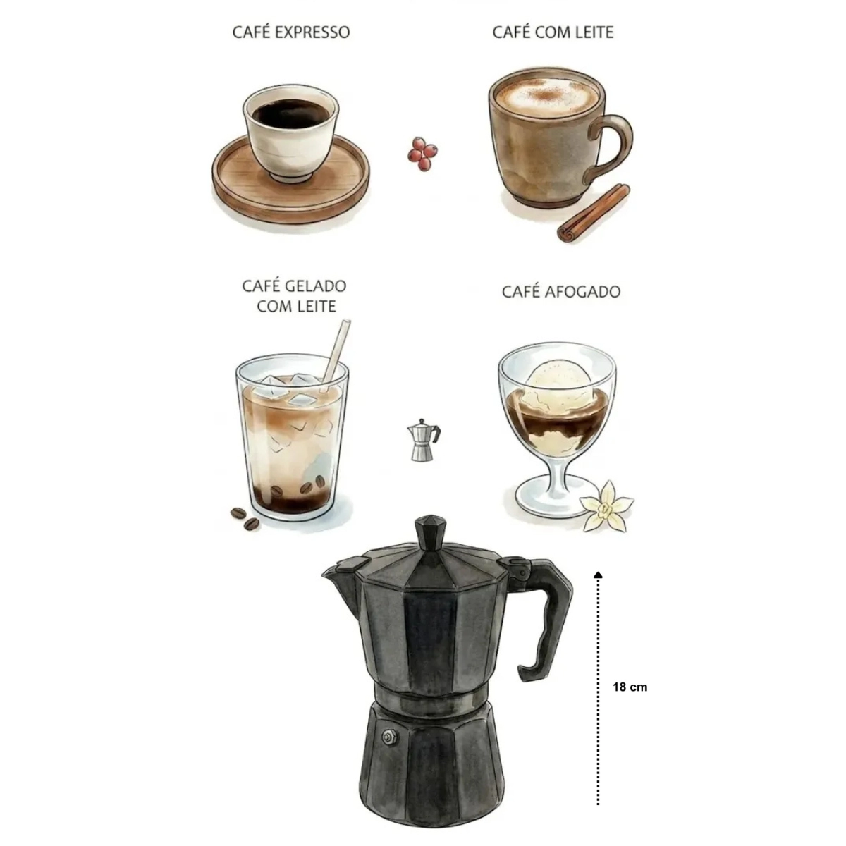Cafeteira Italiana Aluminio Preta com 6 Xicaras Mw Cafeteira Italiana Aluminio Preta com 6 Xicaras Mw