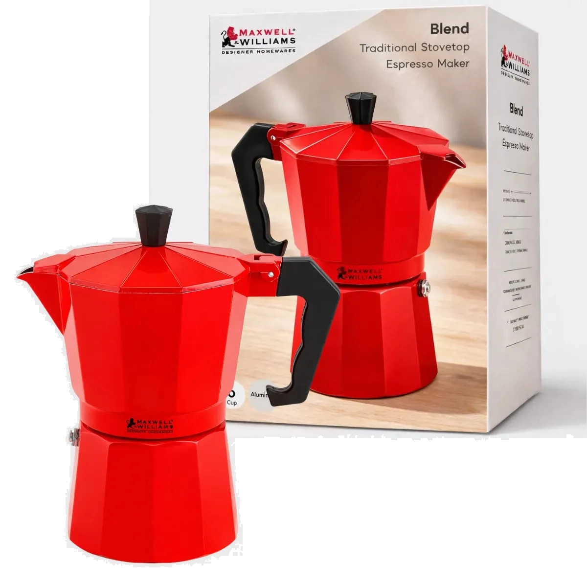 Cafeteira Italiana Aluminio Vermelho com 6 Xicaras Mw