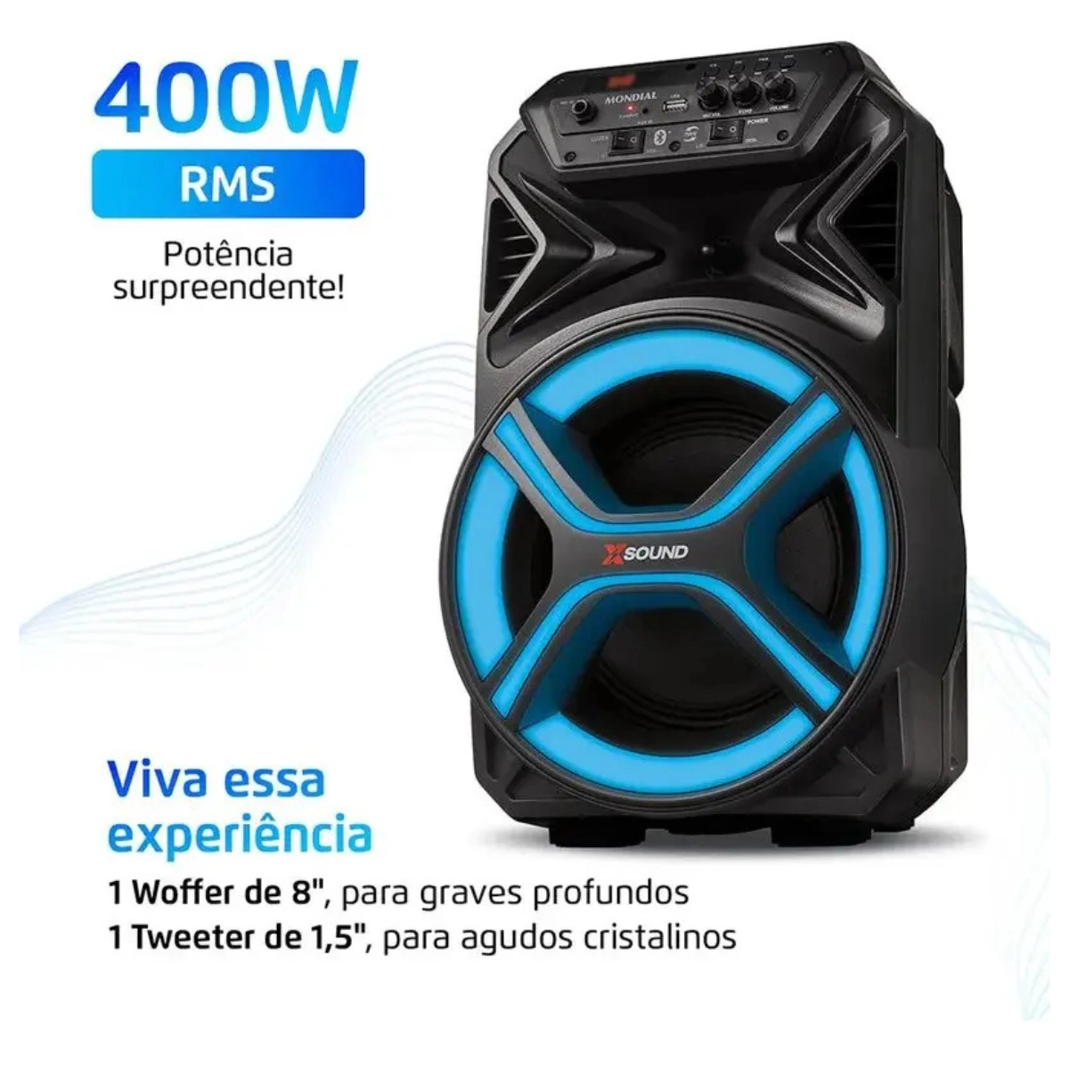 Caixa Amplificada Cm-400-l 400w Rms Preta Mondial Bivolt Caixa Amplificada Cm-400-l 400w Rms Preta Mondial Bivolt