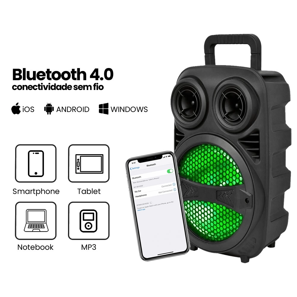 Caixa de Som Amplificada Bluetooth 08 180w Usb Sd Fm Rgb Caixa de Som Amplificada Bluetooth 08 180w Usb Sd Fm Rgb