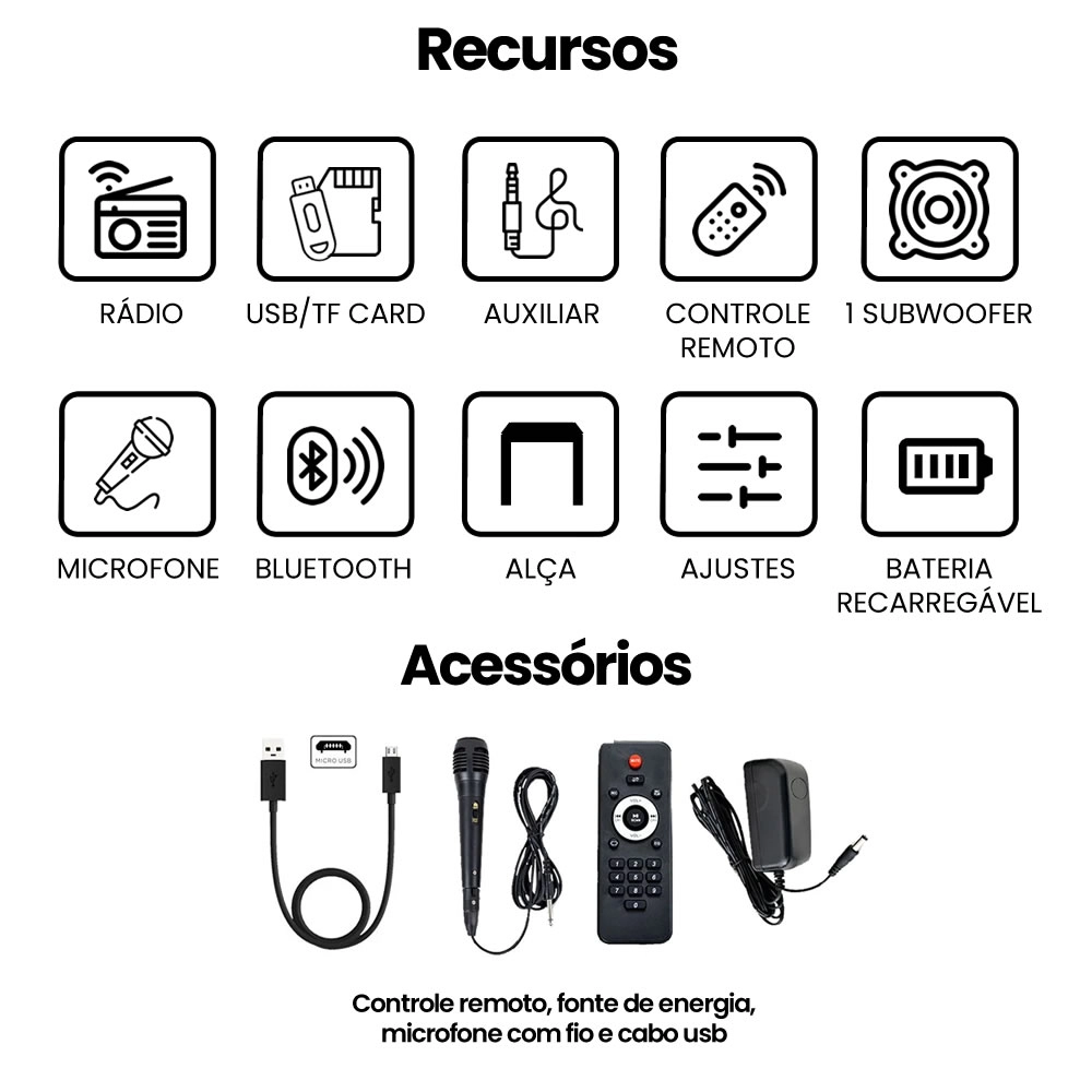 Caixa de Som Amplificada Bluetooth 08 180w Usb Sd Fm Rgb Caixa de Som Amplificada Bluetooth 08 180w Usb Sd Fm Rgb