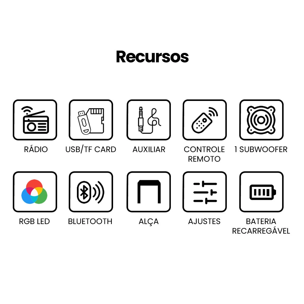 Caixa de Som Amplificada Bluetooth 15 500w Usb Sd Fm Rgb