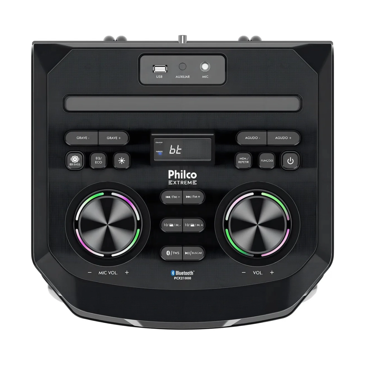 CAIXA DE SOM AMPLIFICADA BLUETOOTH PHILCO EXBASS 2100W PCX21000 CAIXA DE SOM AMPLIFICADA BLUETOOTH PHILCO EXBASS 2100W PCX21000