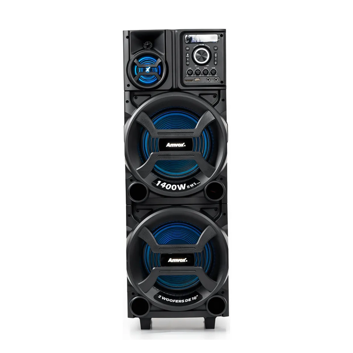 Caixa de Som Bluetooth Amplificada Amvox Aca 1402 Titan Black Preta com Led Bivolt