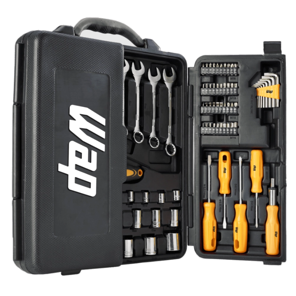 Caixa Jogo de Ferramentas 110 Peças Aço Cromo Vanádio Completo Maleta para Mecânico Profissional Wf