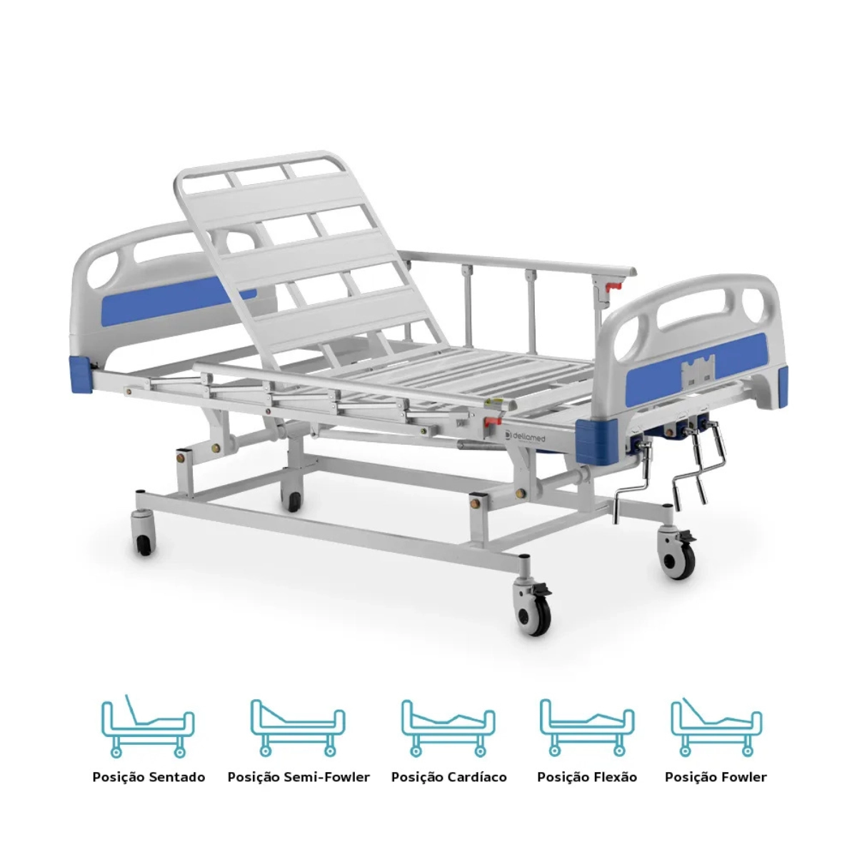 CAMA HOSPITALAR DX3 DELLAMED AÇO CARBONO 200KG COM GIRO 360 5 POSIÇÕES CAMA HOSPITALAR DX3 DELLAMED AÇO CARBONO 200KG COM GIRO 360 5 POSIÇÕES