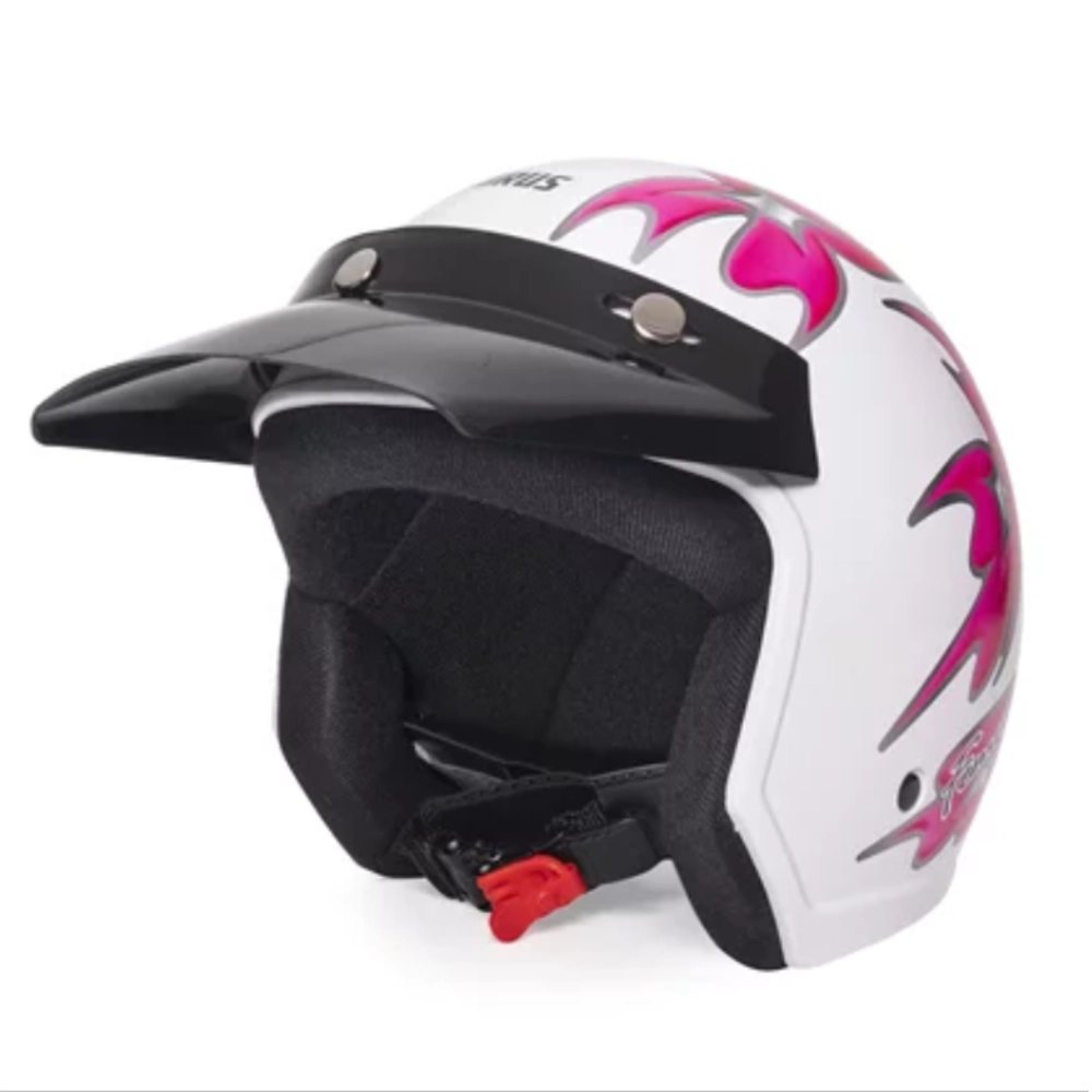 Capacete Aberto Taurus Wind V3 Tecno Femme Branco e Pink Tamanho do Capacete 58