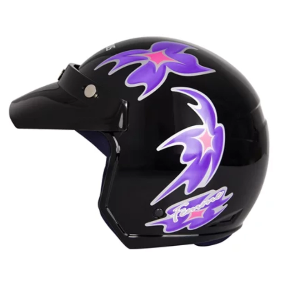 Capacete Aberto Taurus Wind Visor Femme Ii Preto Brilhante e Roxo - Numero 56