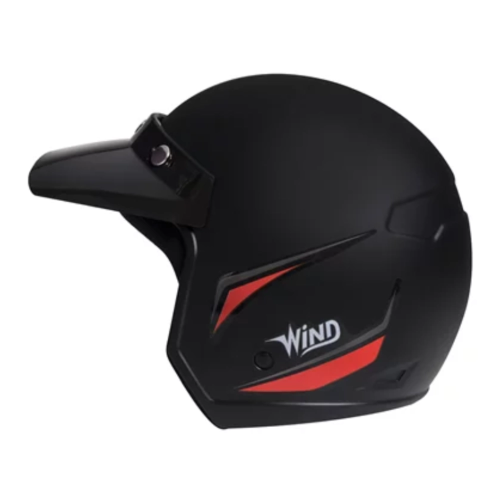 Capacete Aberto Taurus Wind Visor Preto Fosco e Vermelho Tamanho do Capacete 58