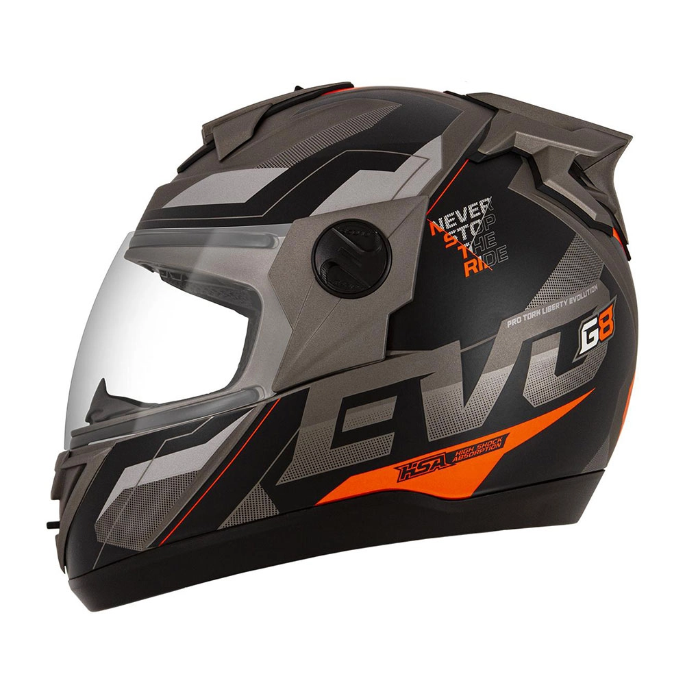 CAPACETE EVOLUTION G8 EVO CINZA/LARANJA TAM 58 PRO TORK