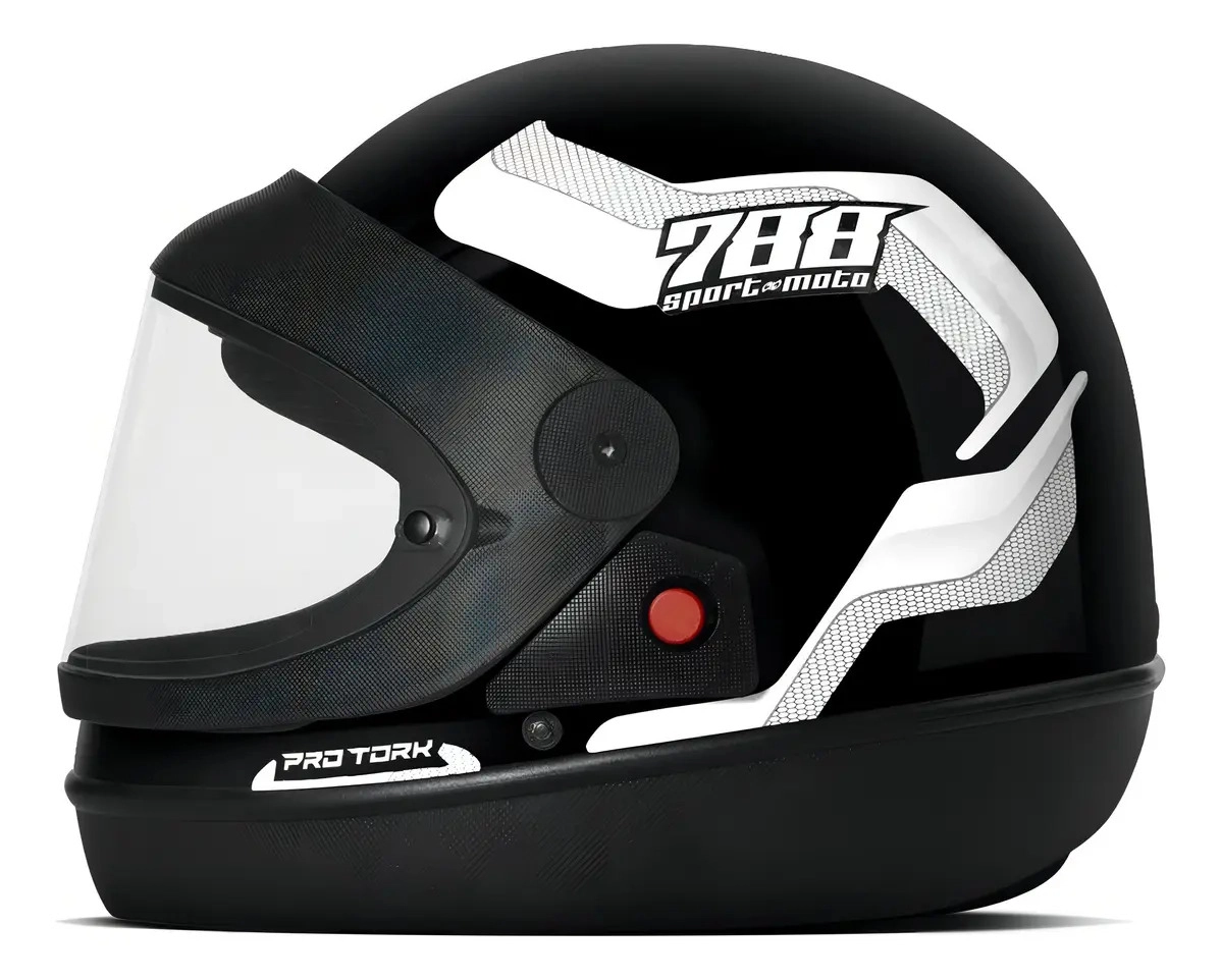 CAPACETE PRO TORK SPORT MOTO 788 PRETO E BRANCO TAMANHO 60 VISEIRA CRISTAL CAPACETE PRO TORK SPORT MOTO 788 PRETO E BRANCO TAMANHO 60 VISEIRA CRISTAL