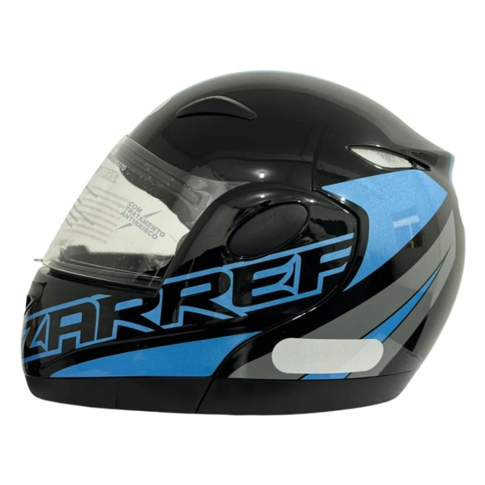 Capacete Zarref Neon V5 Preto Fosco Azul Robocop Tam 56