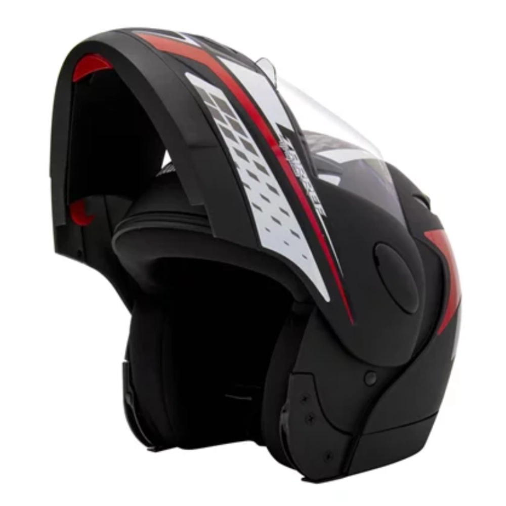 Capacete Zarref V4 Grafic Preto Fosco Taurus Robocop Articulado Retratil N 56