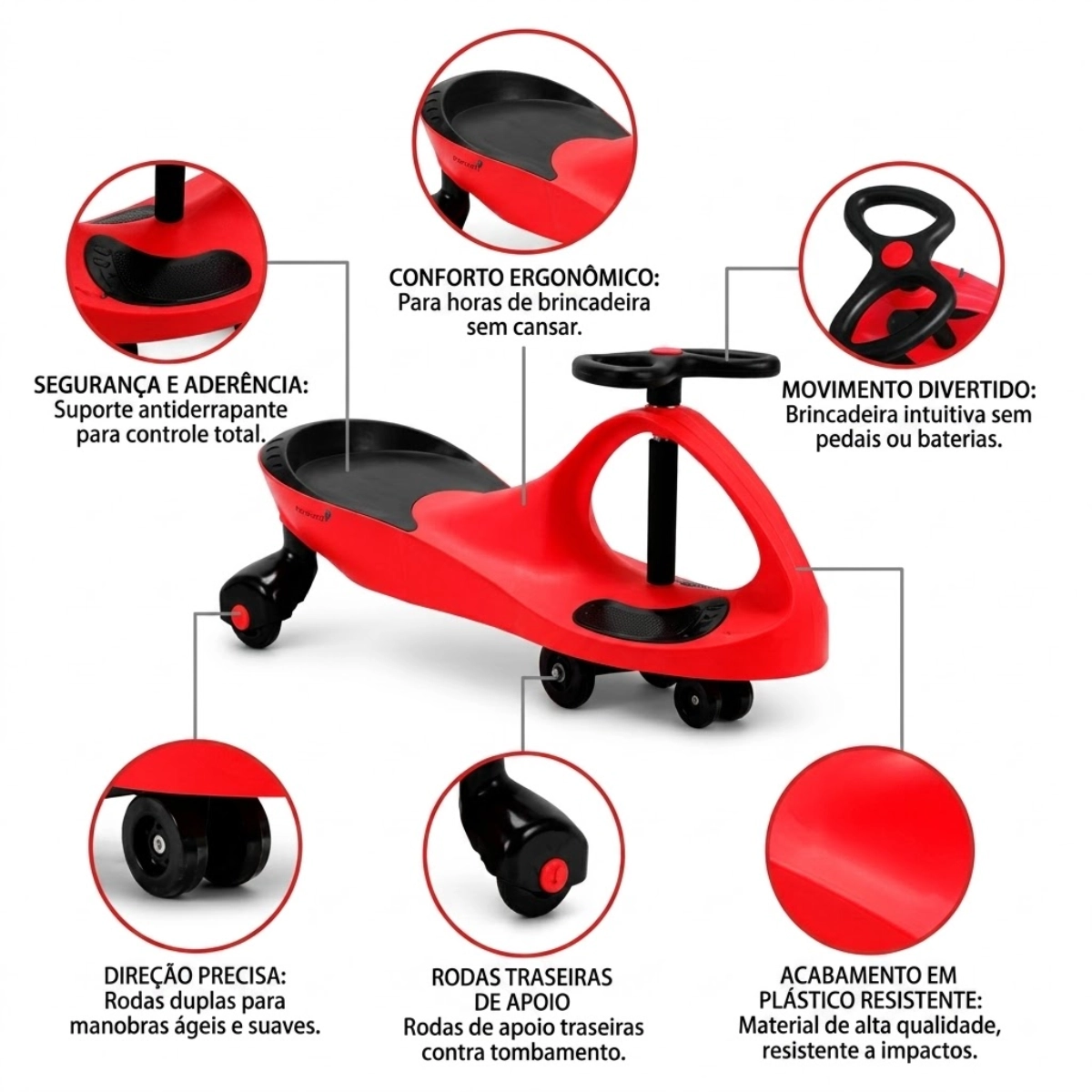 CARRINHO DE ROLIMÃ SWING CAR MOVE 360° VERMELHO BANG TOYS CARRINHO DE ROLIMÃ SWING CAR MOVE 360° VERMELHO BANG TOYS