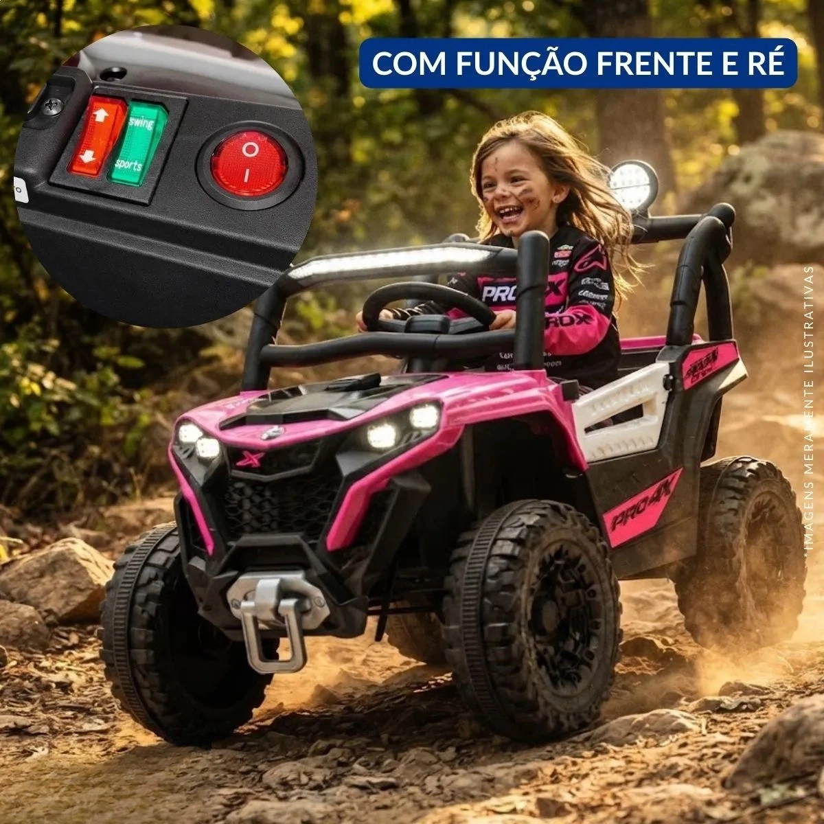 CARRINHO ELÉTRICO UTV INFANTIL 12V LUZ SOM IMPORTWAY ROSA