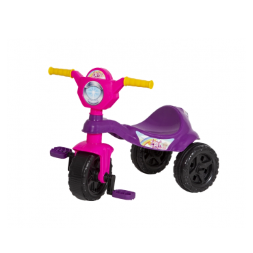 Carrinho Triciclo Infantil de Passeio e Pedal Kendy Kemotoca Prinsesa Rosa/lilás - Suporta até 16kg