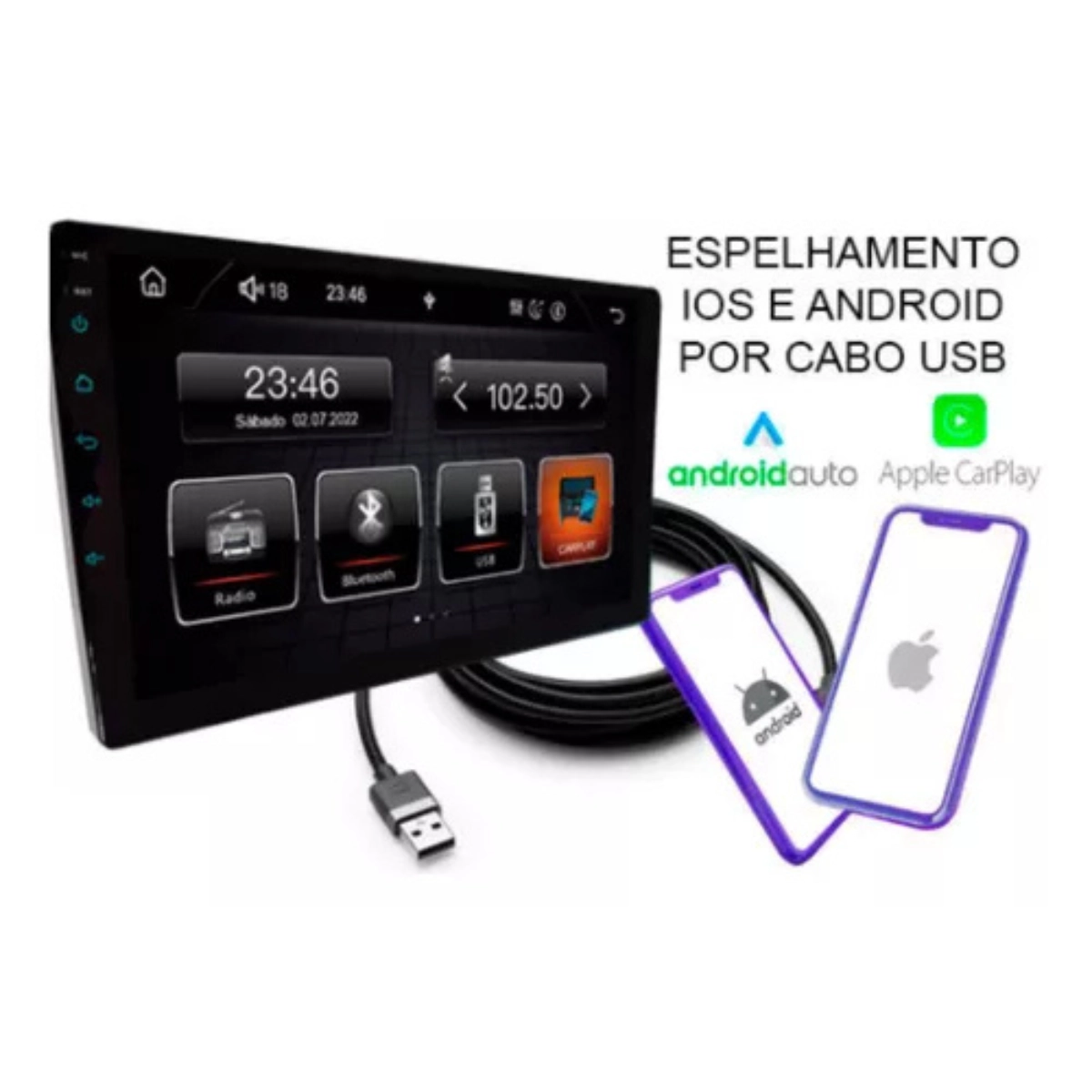 Central Multimídia 9 Polegadas Roadstar Carplay RS908BR Android Auto
