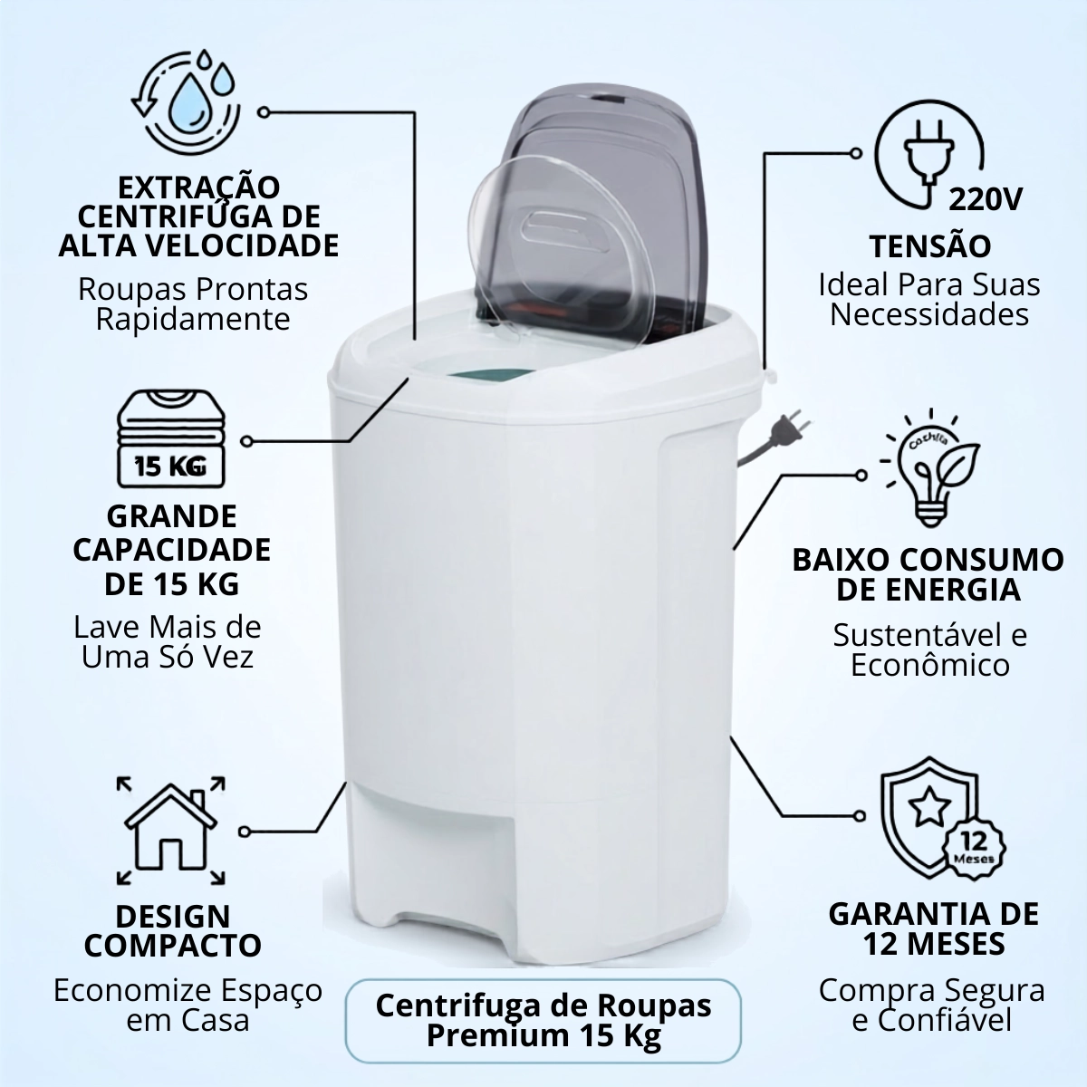 CENTRIFUGA DE ROUPAS WANKE PREMIUM 15KG SILENCIOSA 220V CENTRIFUGA DE ROUPAS WANKE PREMIUM 15KG SILENCIOSA 220V