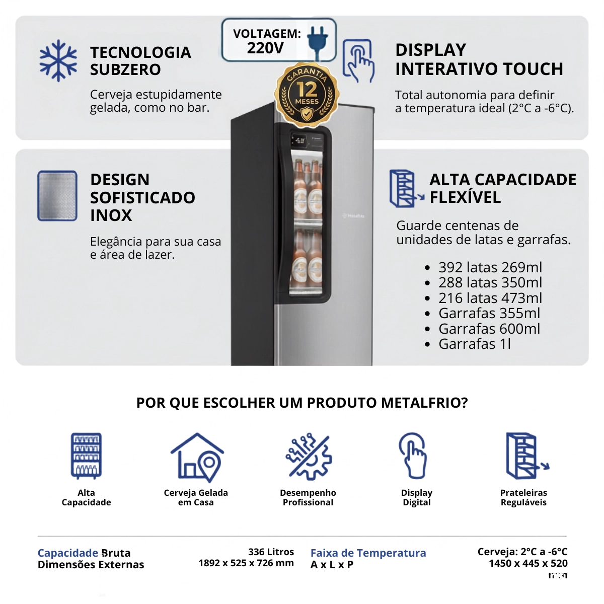 CERVEJEIRA EXPOSITOR METALFRIO BEER MAXX 336L INOX DIGITAL 220V CERVEJEIRA EXPOSITOR METALFRIO BEER MAXX 336L INOX DIGITAL 220V
