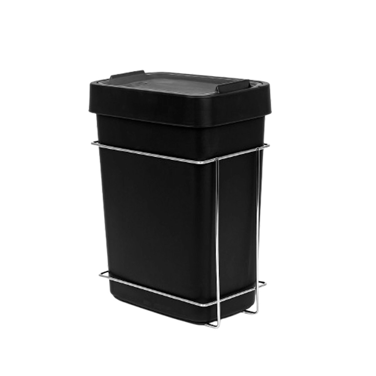 CESTO DE PORTA 8L LIXEIRA PEQUENA TAMPA C/ABERTURA DUPLA PRETO