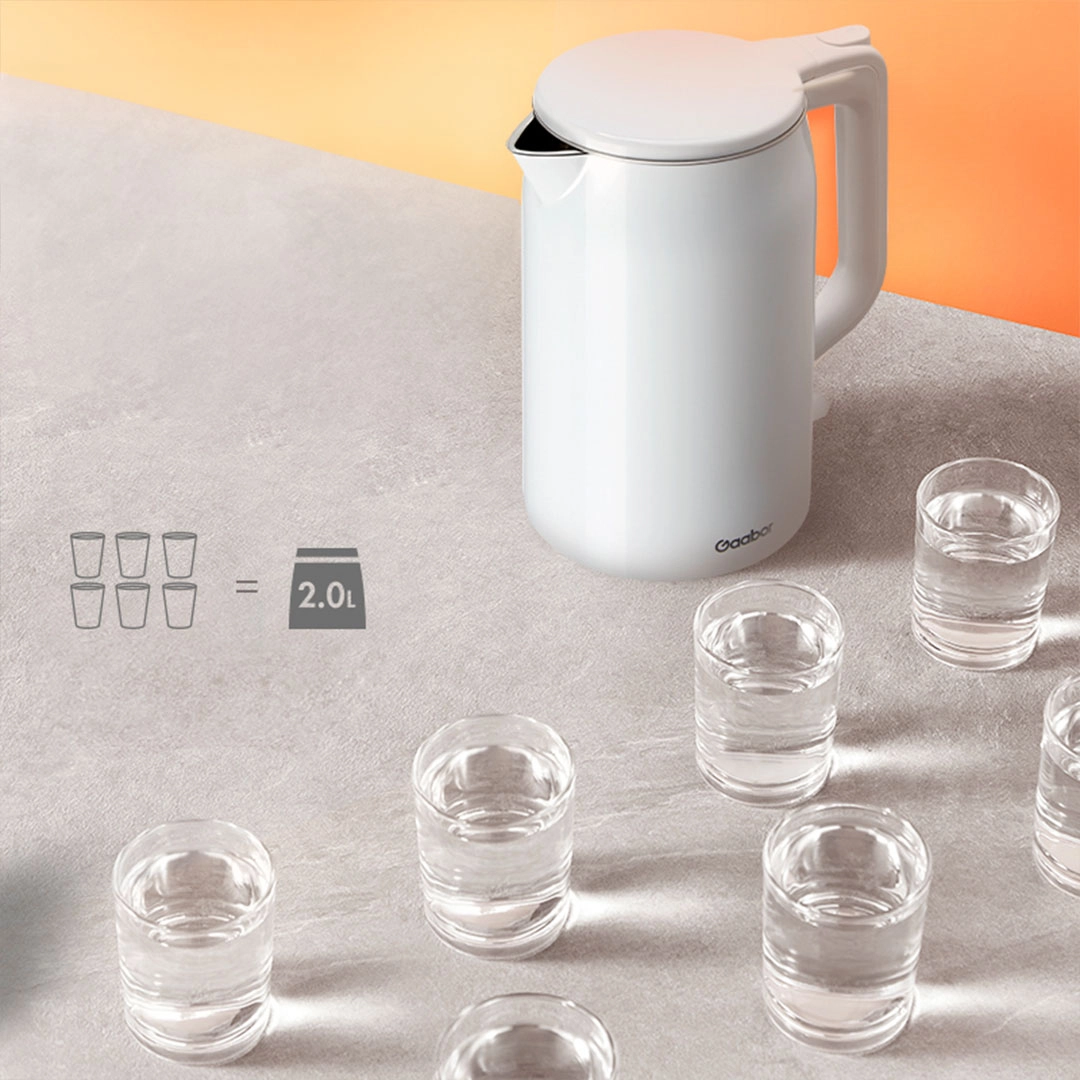 Chaleira Elétrica 1,7l Gaabor 1500w Aço Inox E Cabo Retrátil Cor Branco 220V