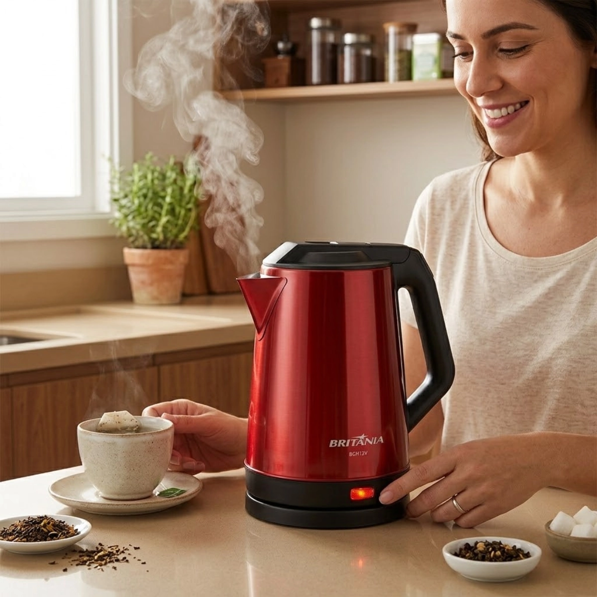 CHALEIRA ELÉTRICA BRITÂNIA BCH12V VERMELHA 1,9L 220V