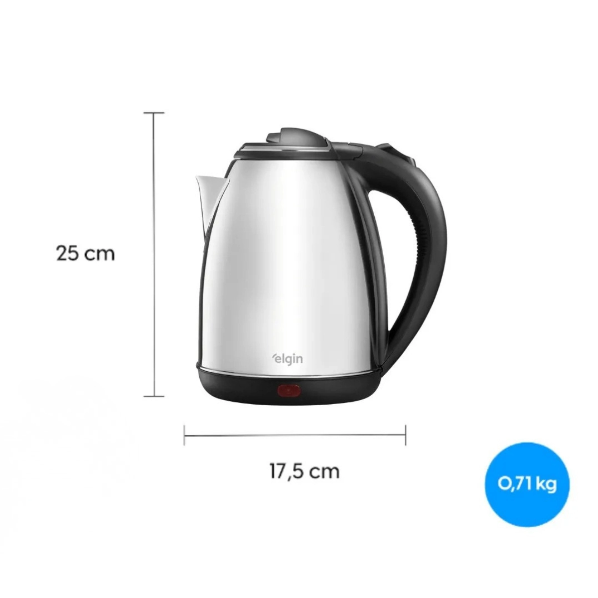CHALEIRA ELÉTRICA ELGIN 127V INOX 2L LED AUTOMATICO INOX