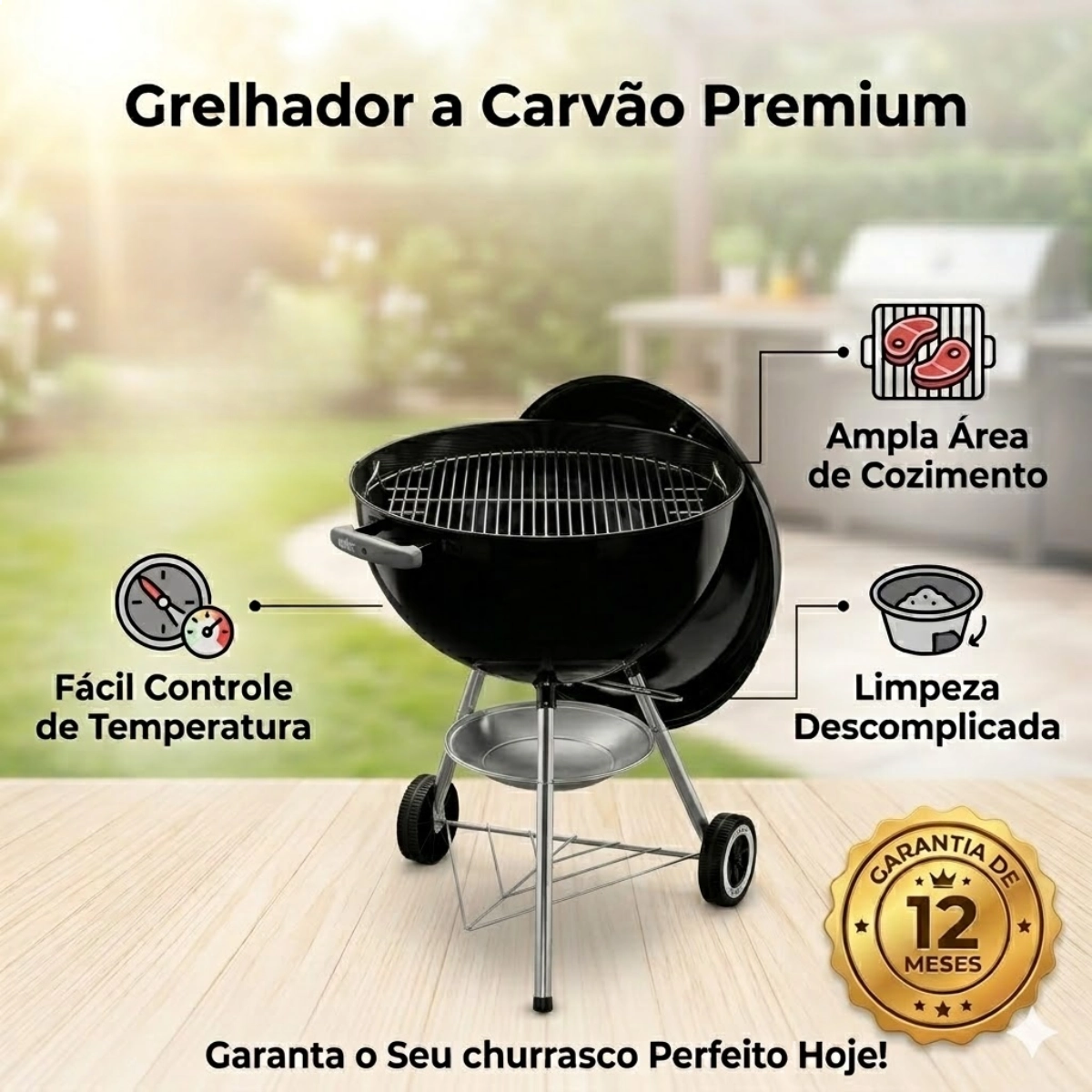 CHURRASQUEIRA A CARVÃO KETTLE WEBER ORIGINAL PRETA