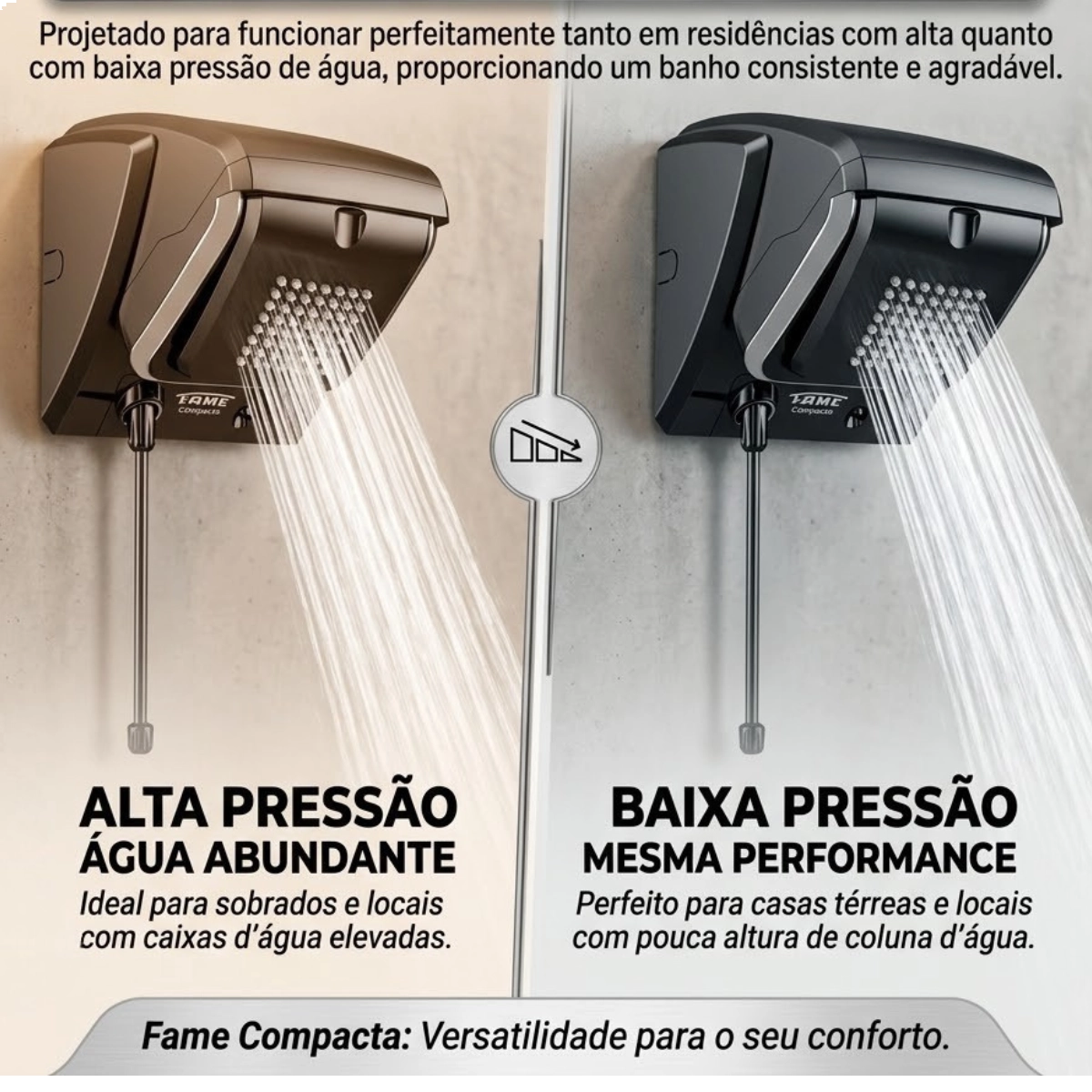 Chuveiro Eletrico Ducha Compacta Fame Black 220v 7800w Chuveiro Eletrico Ducha Compacta Fame Black 220v 7800w