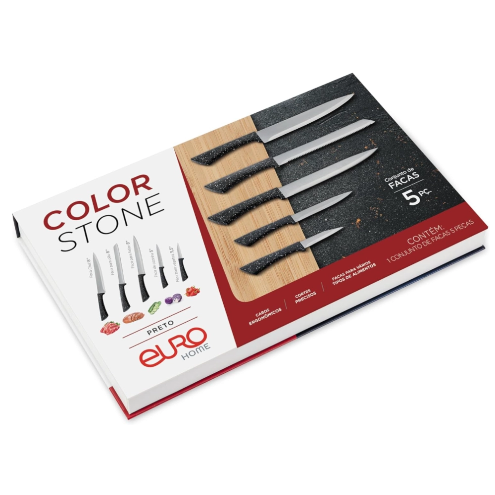 Cj de Facas Colorstone 5 Pc - Preto