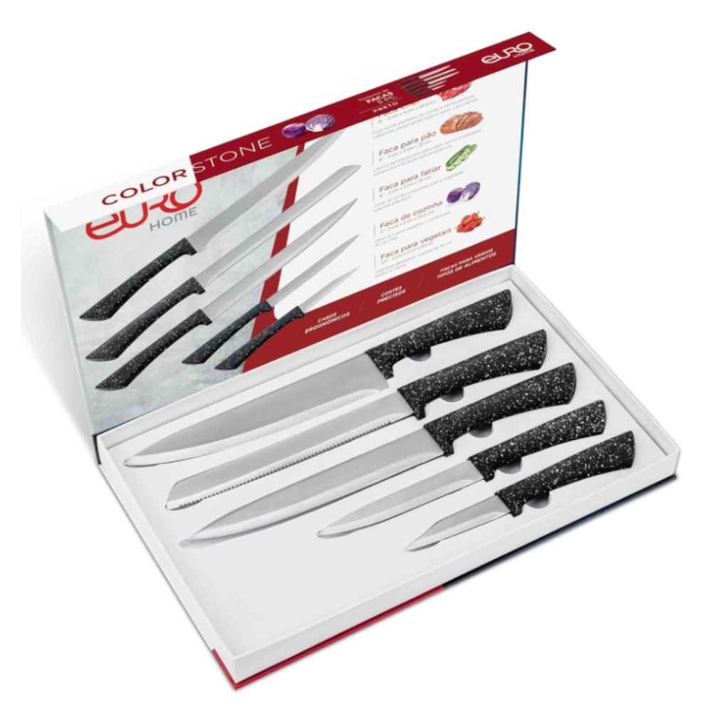 Cj de Facas Colorstone 5 Pc - Preto