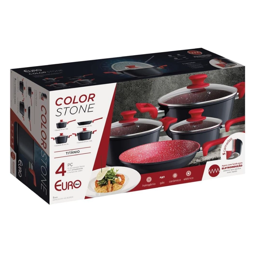 Cj. de Panelas Colorstone 4 Pc Titanio Cj. de Panelas Colorstone 4 Pc Titanio