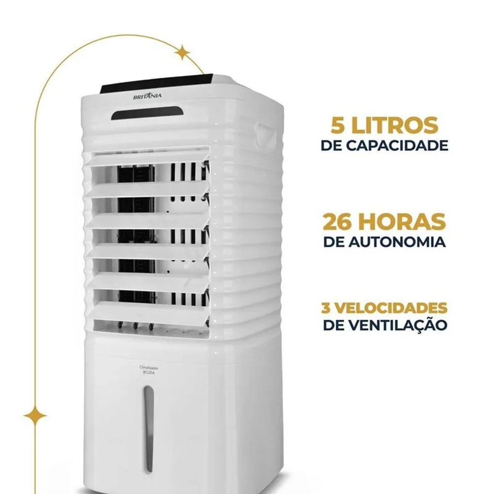 CLIMATIZADOR DE AR 4 EM 1 PORTÁTIL BRITÂNIA 5 LITROS 127V BRANCO