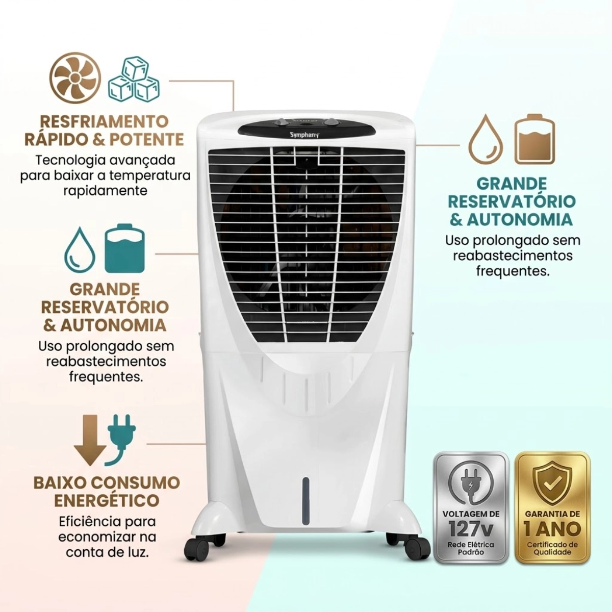 CLIMATIZADOR DE AR SYMPHONY 80L WINTER 80XL CINZA 127V